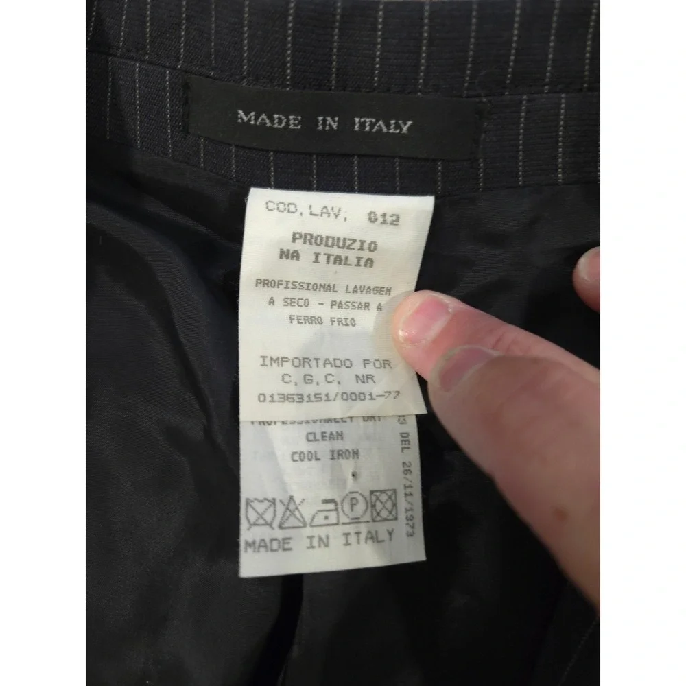 Emporio Armani Pinstripe Suit Jacket Charcoal Gray Wool Made in Italy US 42EU 52